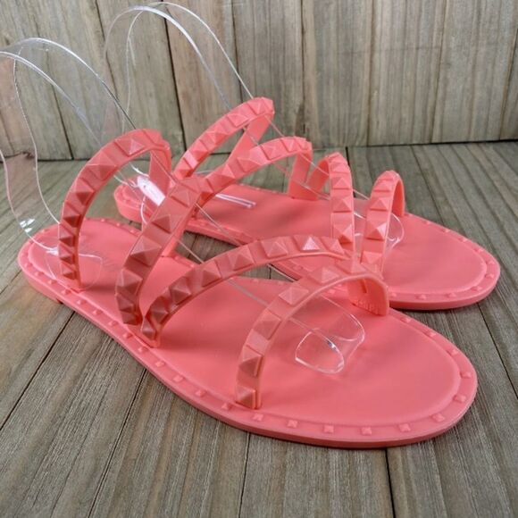 Olivia Miller Sandals Women's Sz 8 Strappy Studded New Preppy Boho Beach Jelly - Picture 2 of 6